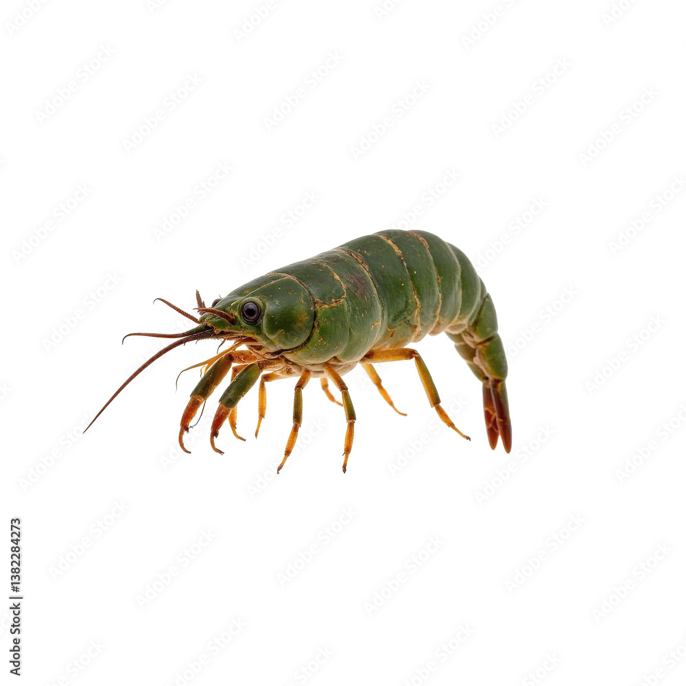 A vibrant green crayfish with long antennae and claws, isolated on a transparent background. A vibrant green crayfish with long antennae and claws, isolated on a transparent background.
