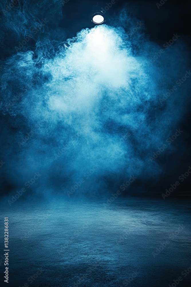 Fototapeta premium Dark Blue Smoky Background With Spotlight
