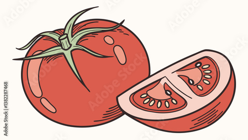 red tomato on a white background