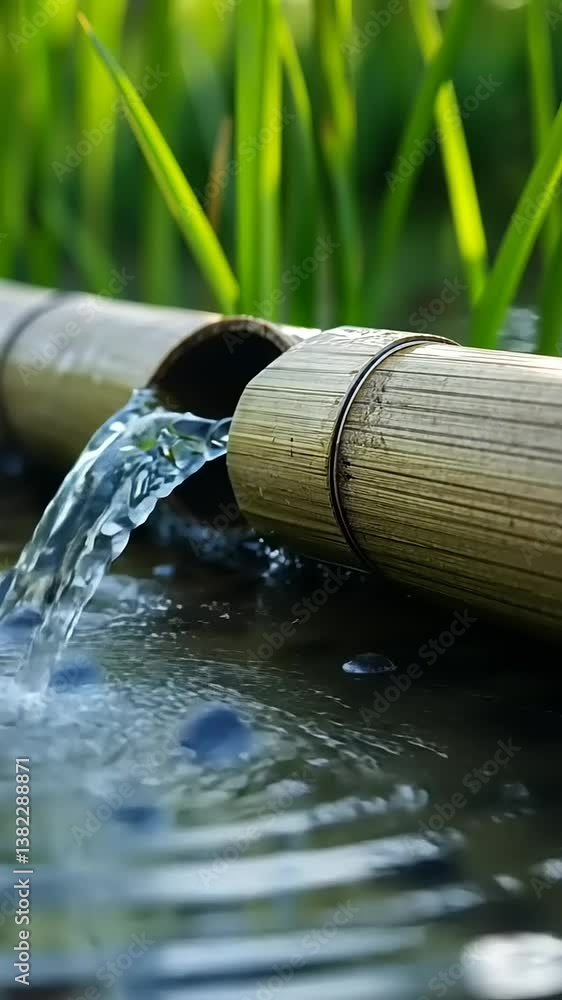 Serene Bamboo Water Feature: Tranquil Garden Waterfall Serene Bamboo Water Feature: Tranquil Garden Waterfall