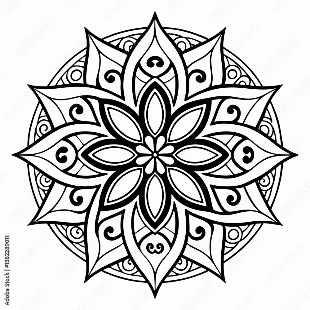 Obraz premium black and white floral ornament