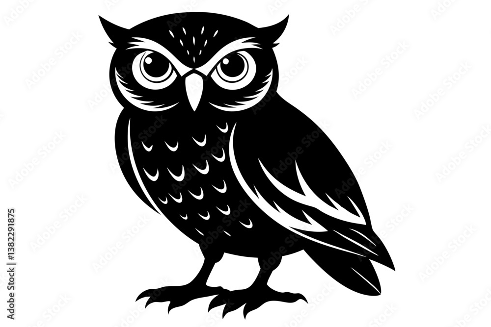 Obraz premium burrowing owl silhouette black vector