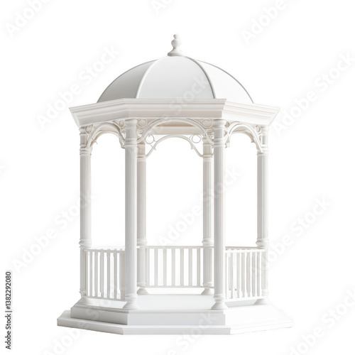 a white gazebo with a roof isolated on transparent background