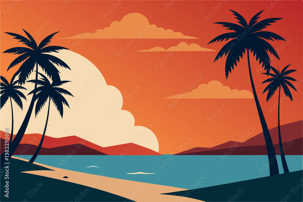 Fototapeta premium tropical beach with palm trees