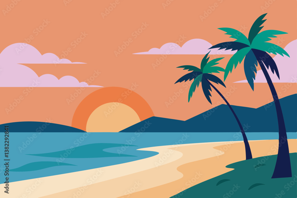 Obraz premium tropical beach with palm trees