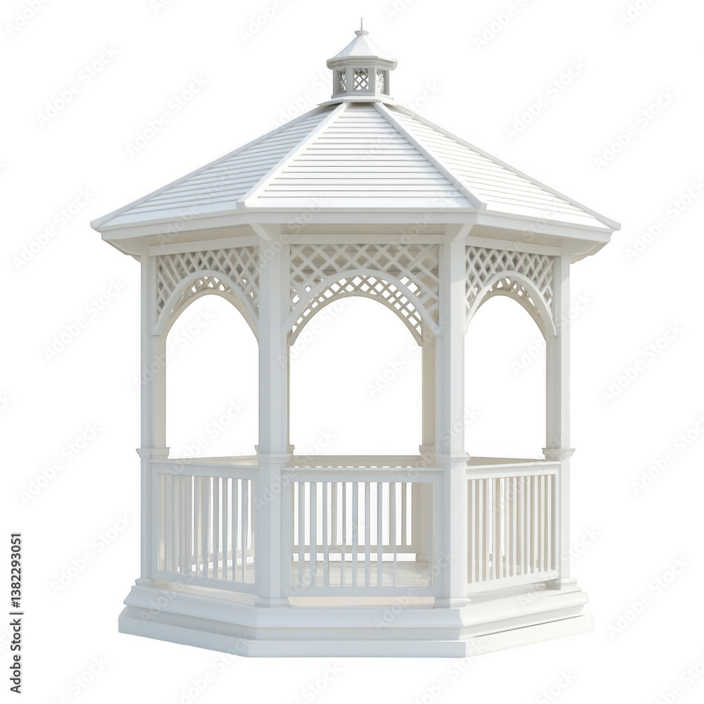 Fototapeta premium a white gazebo with a roof isolated on transparent background