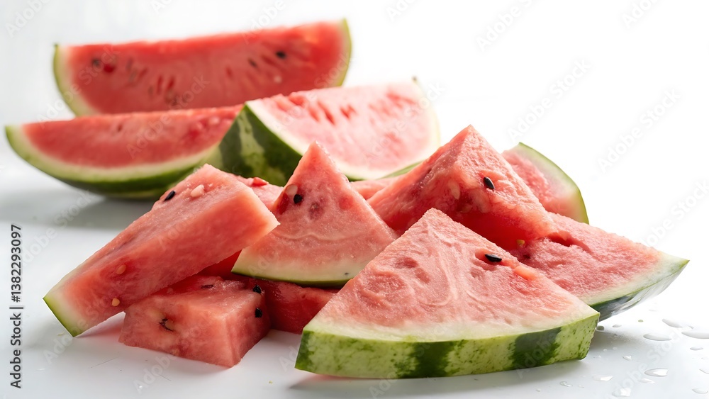 Artistic stack of watermelon triangle pieces Artistic stack of watermelon triangle pieces