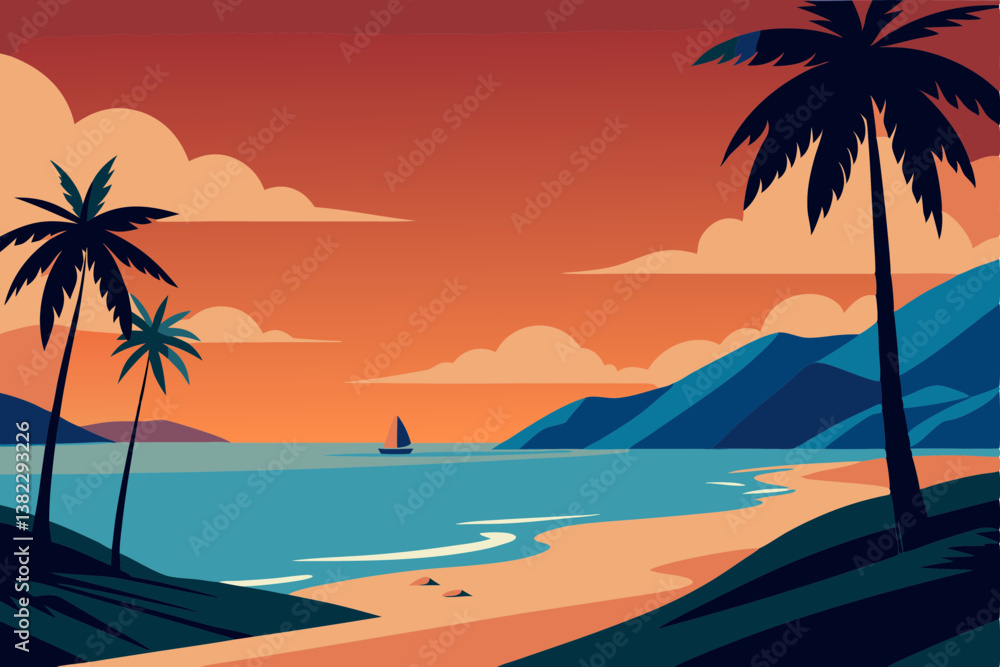 tropical beach with palm trees tropical beach with palm trees