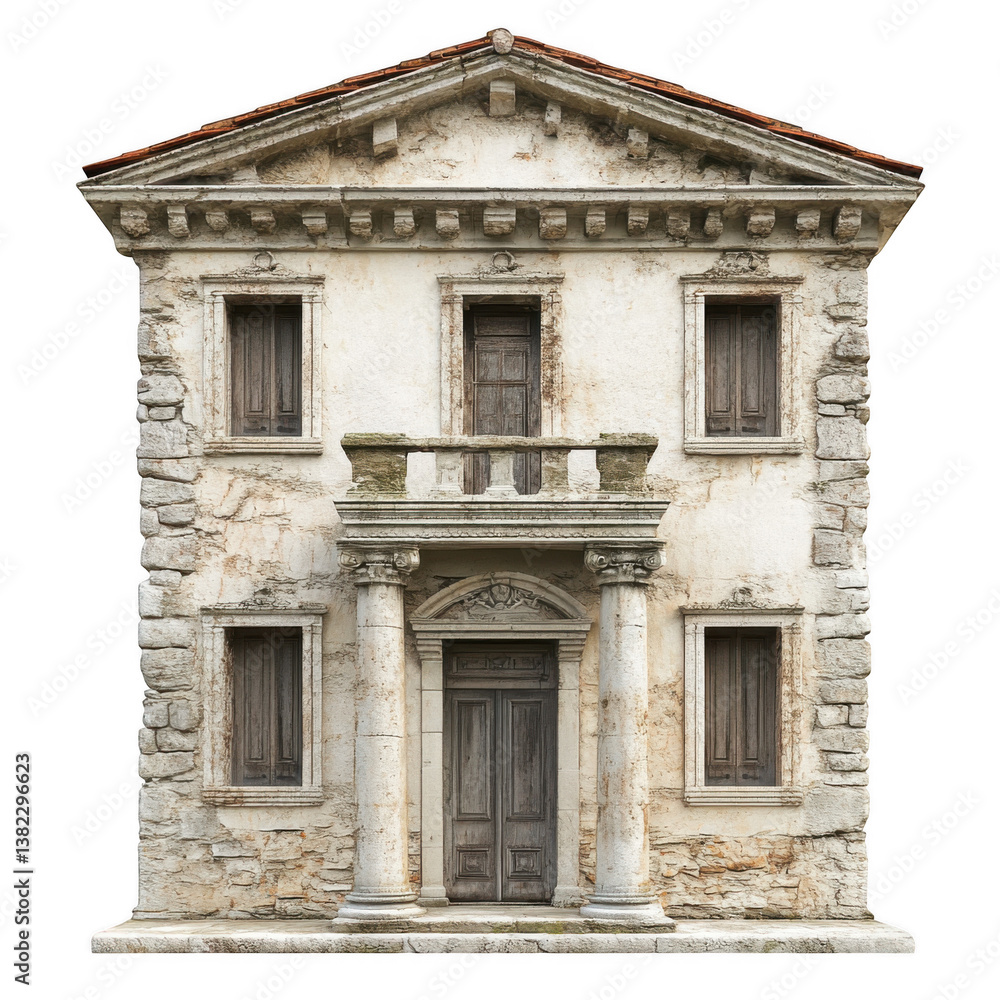 Obraz premium an old stone building with columns isolated on transparent background