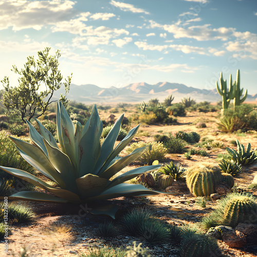A Diverse Array of Resilient Xerophyte Plants in Their Natural Desert Habitat