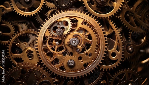 clockwork device powered by gears and cogs, 