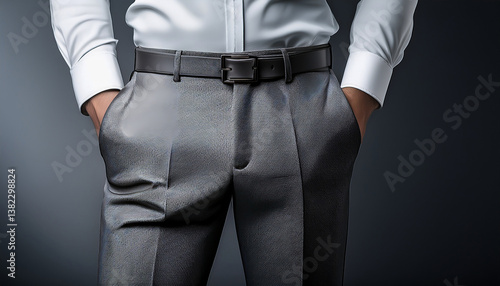 A pair of grey formal slack pants