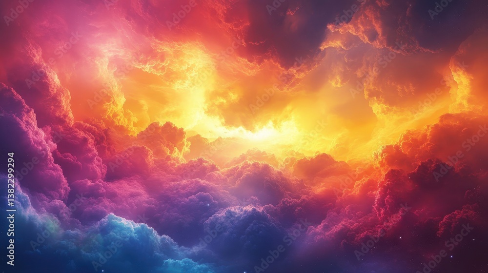 Fototapeta premium Fiery Cloudscape, Heavenly Light