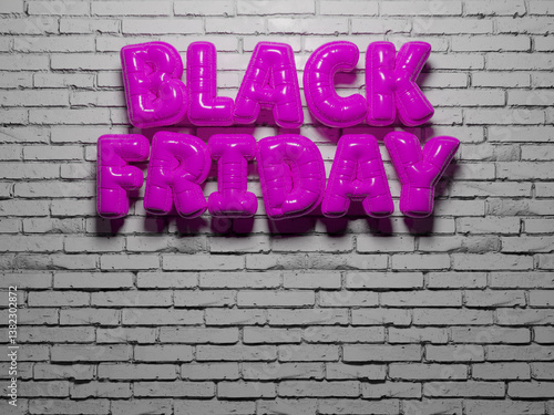 Black Friday Balloon Letters with Neon Discount Sign