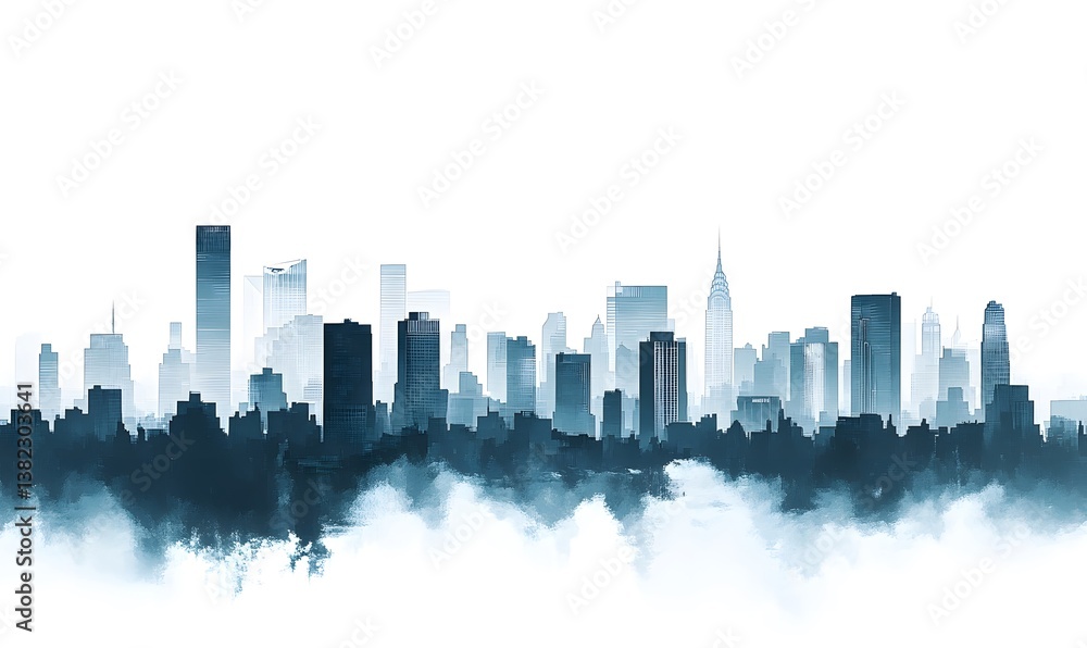 Naklejka premium dense city skyline, Generative AI