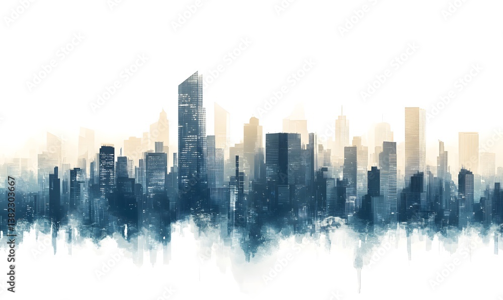 Fototapeta premium dense city skyline, Generative AI