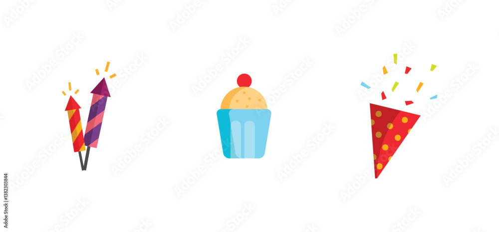 Birthday elements collection in flat style Birthday elements collection in flat style