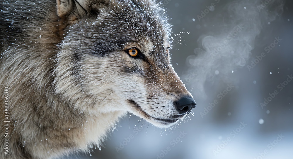 Obraz premium Majestic Gray Wolf in Winter Snowscape