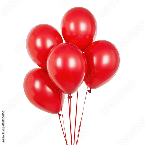 Bunch of red balloons isolated on transparent background