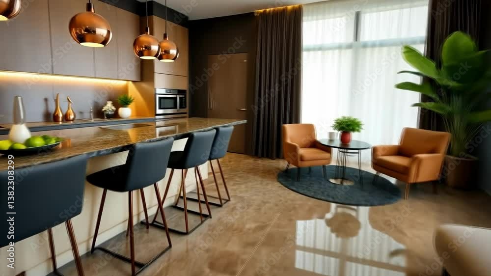Modern apartment interior with stylish decor and open layout Modern apartment interior with stylish decor and open layout