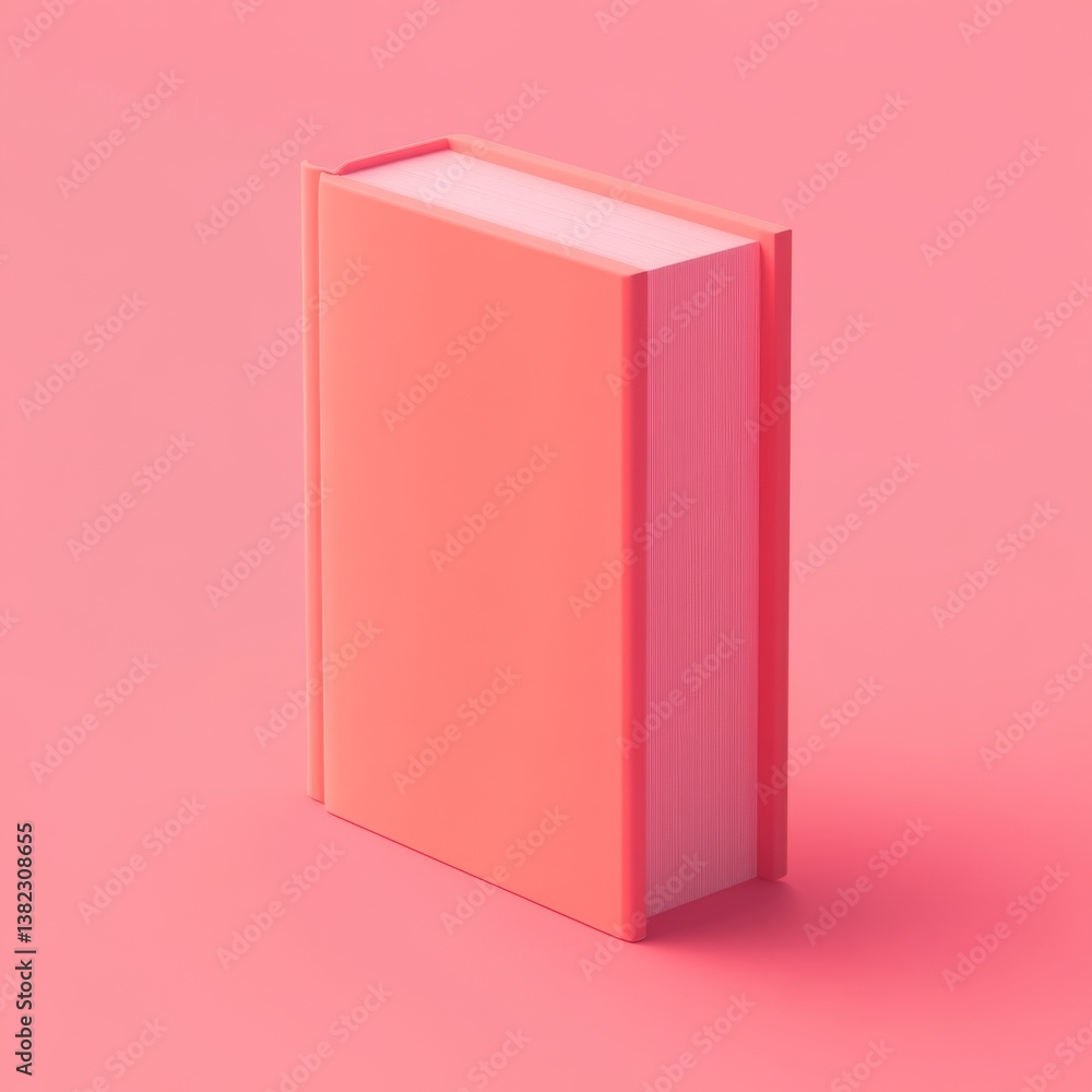 Minimalist Pink Hardcover Book Standing Vertically on Matching Background Minimalist Pink Hardcover Book Standing Vertically on Matching Background