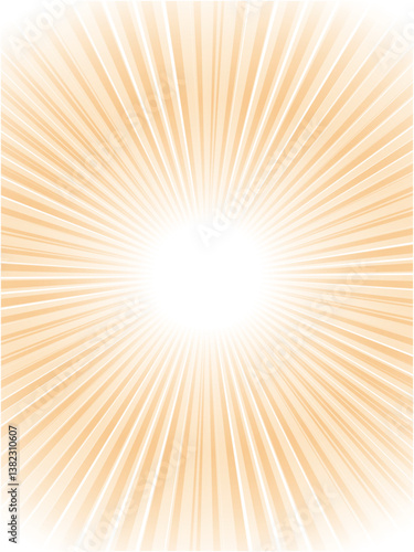 燦々と輝く太陽光線イメージの集中線背景_ライトオレンジ