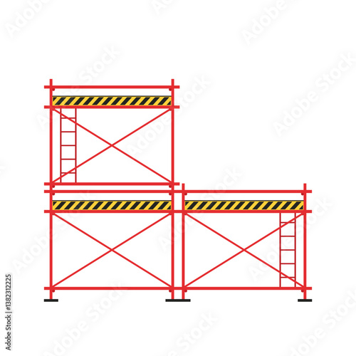 Scaffolding. Vector flat design aluminum prefabricated scaffolding isolated illustration white background.