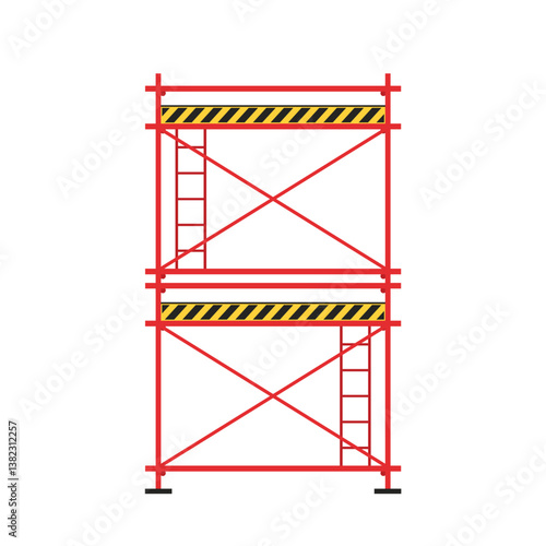 Scaffolding. Vector flat design aluminum prefabricated scaffolding isolated illustration white background.
