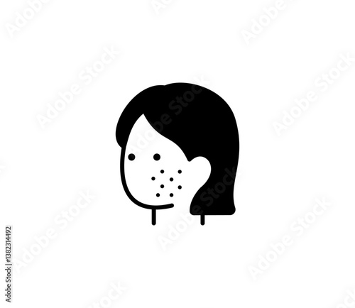 ニキビのある女性のアイコンイラスト　ベクター
