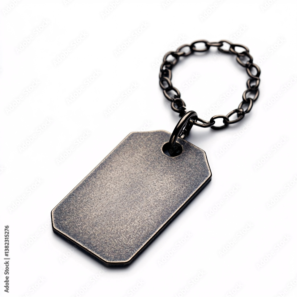 Fototapeta premium Bronze Tag Key Chain Macro Studio Shot on White