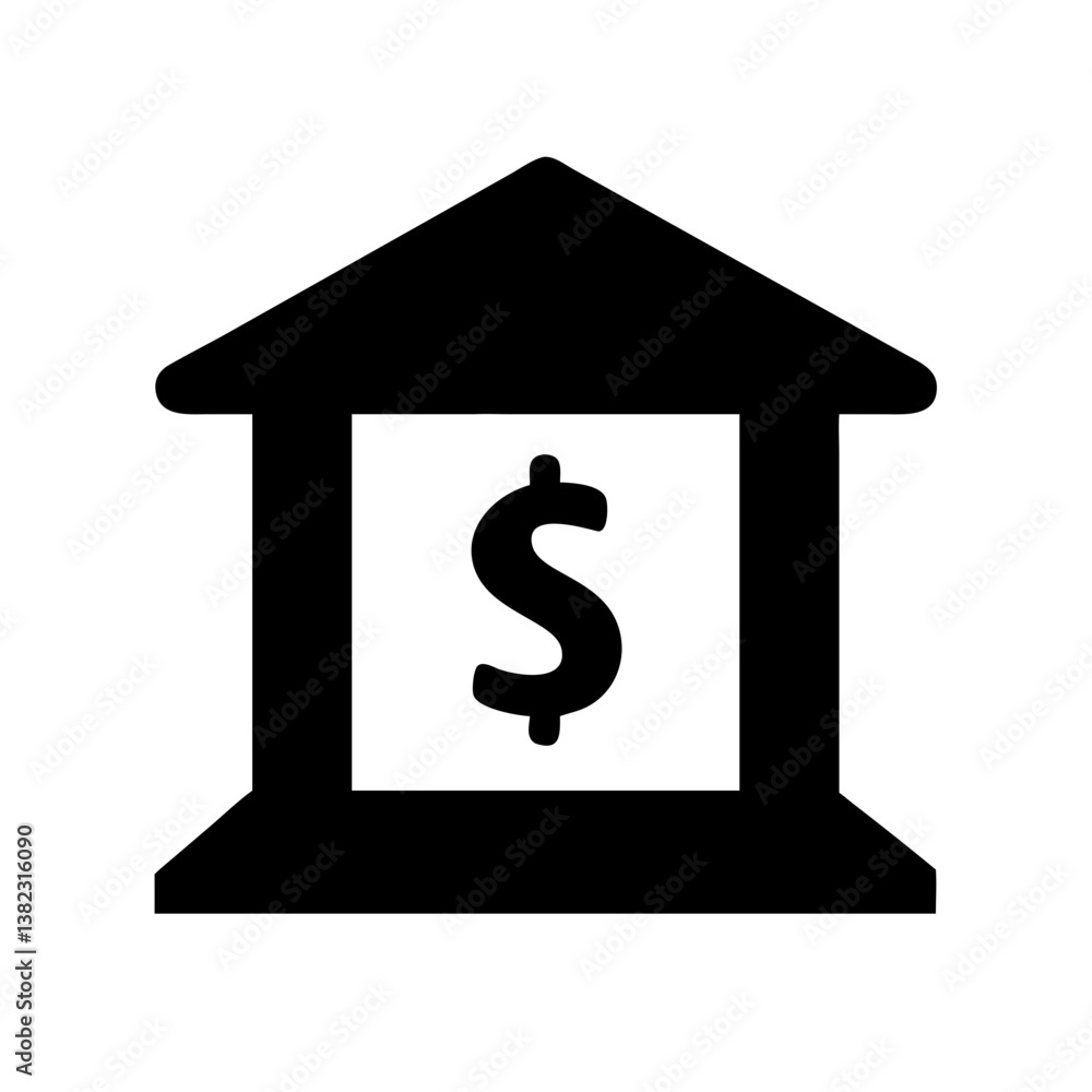 Bank icon representing financial institutions and money management Bank icon representing financial institutions and money management