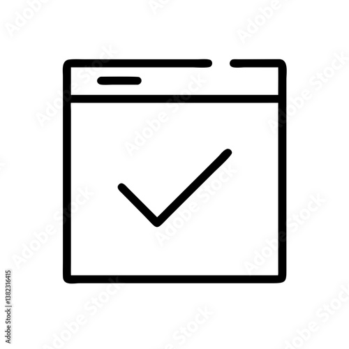 Checkmark icon with box symbol on white background