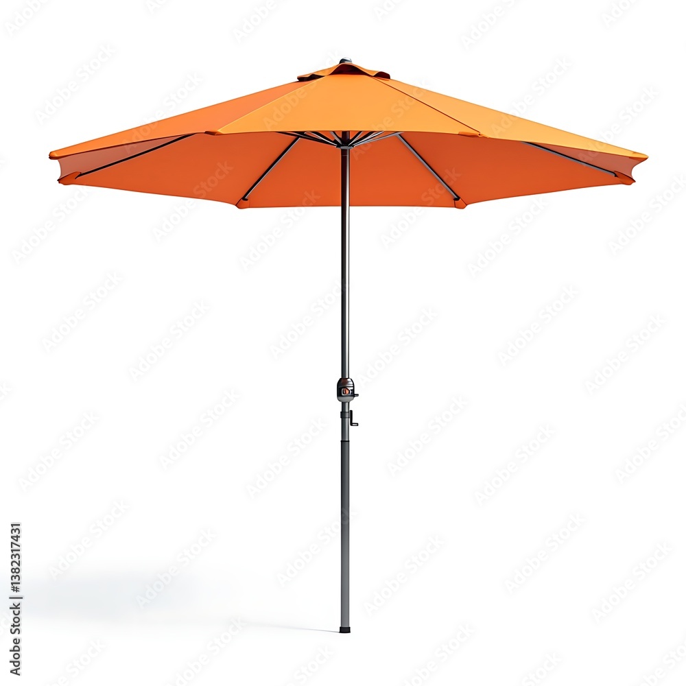 Orange Parasol: A vibrant orange parasol, standing against a neutral background, perfect for adding color and shade to any outdoor setting. Orange Parasol: A vibrant orange parasol, standing against a neutral background, perfect for adding color and shade to any outdoor setting.