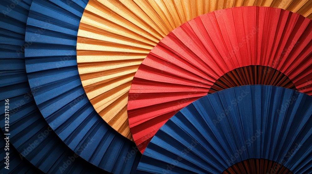 Colorful layered paper fans