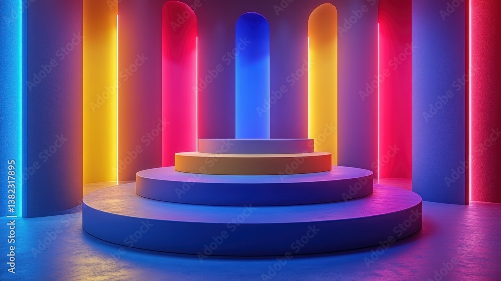 Colorful neon podium display Colorful neon podium display
