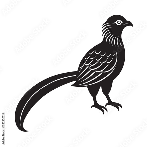 golden headed quetzal silhouette, a vector illustration of a wild crow on a branch