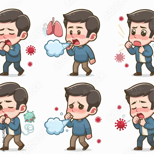 coughing person icon vector illustration