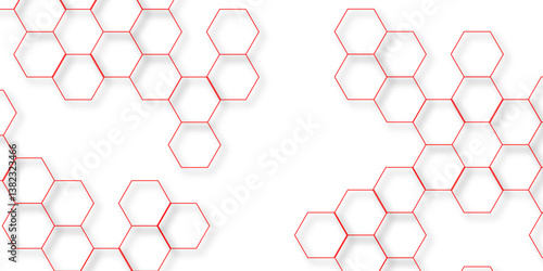 abstract geometric red texture background red hexagon 3D background texture. 3d rendering illustration. Clear pattern abstract background hexagon .Futuristic abstract banner.	
