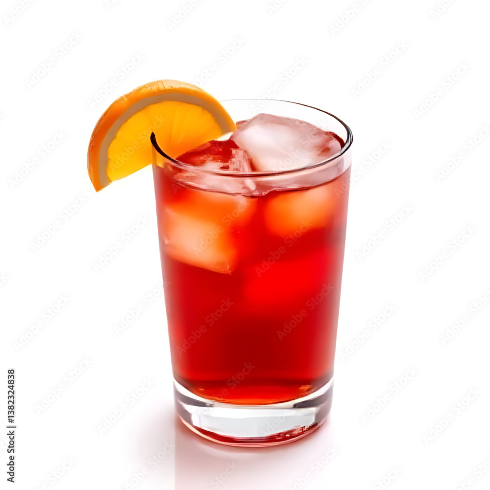 custom made wallpaper toronto digitalNegroni cocktail served in a vintage tumbler, surrounded by ice cubes, with a fresh slice of orange resting on the rim
