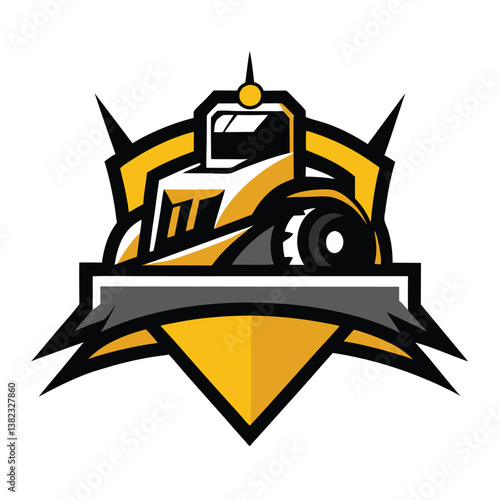 bulldozer logo vector design and illustration.