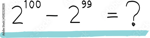 Vector illustration of an exponential formula in maths examples. Hand drawn doodle numbers.