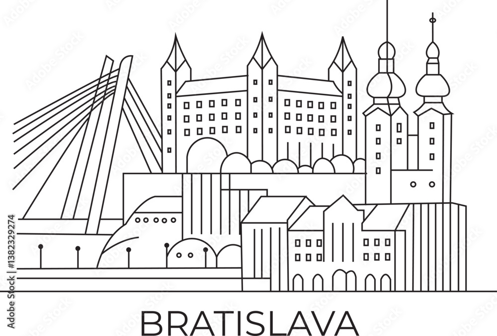 Obraz premium Bratislava City Line Draw Simple Minimalist