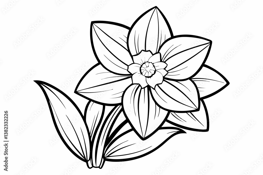Obraz premium coloring page line art the daffodil black vector