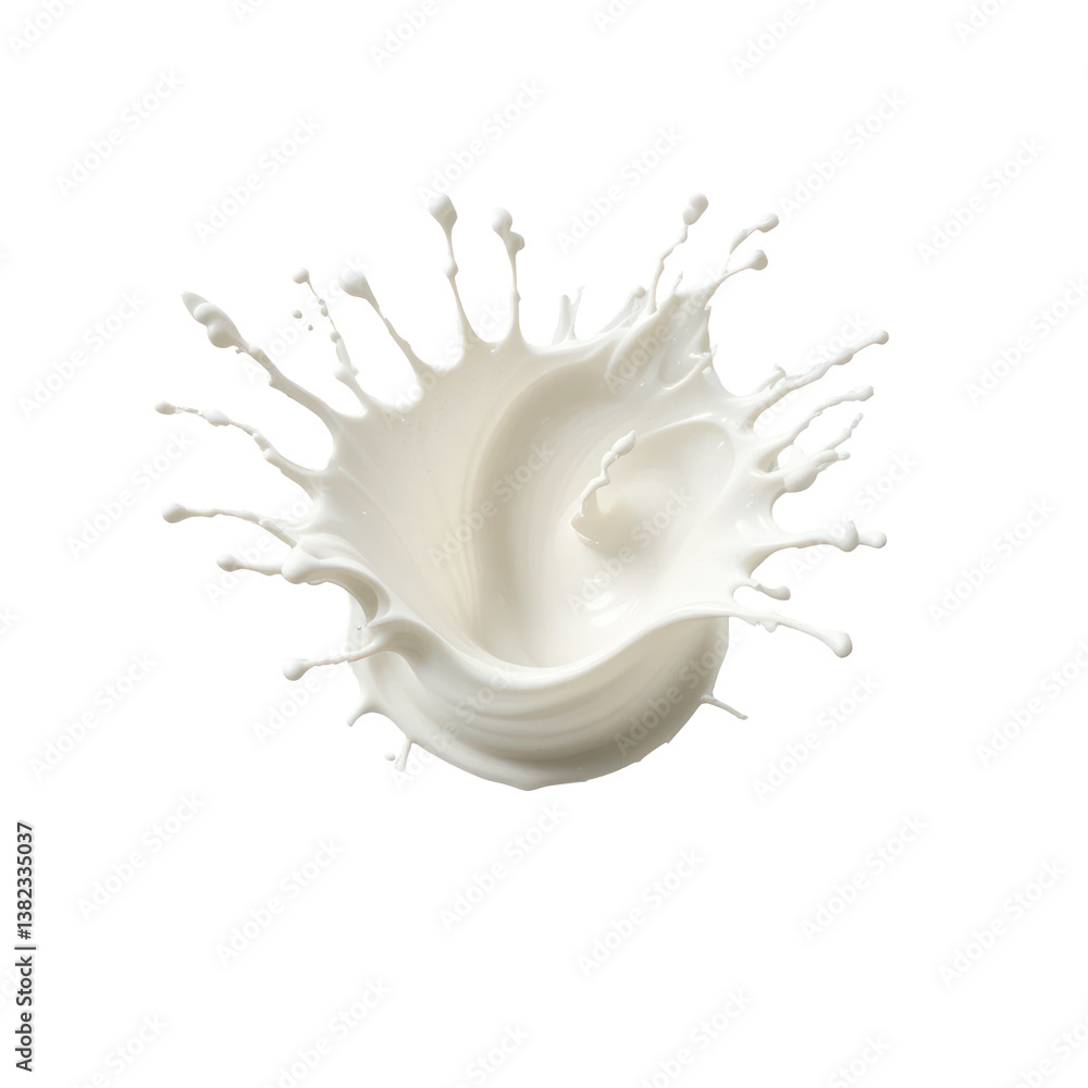 Fototapeta premium Splash of milk or cream isolated on transparent or white background