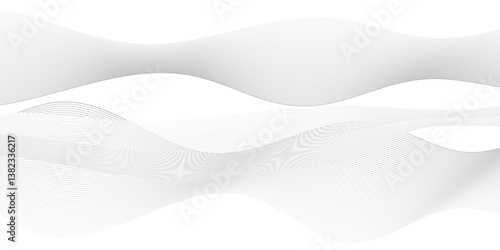 Abstract white and gray line dynamic creative smooth beautiful space digital composite sound and wave bland line. frequency flow business stripe gradient white vector technology template background.