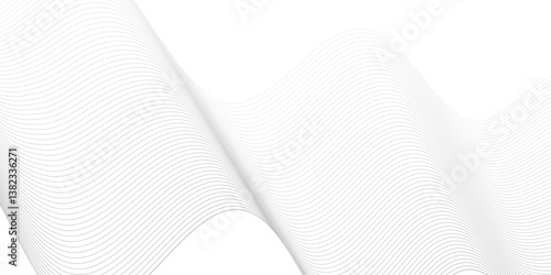 Abstract white and gray line dynamic creative smooth beautiful space digital composite sound and wave bland line. frequency flow business stripe gradient white vector technology template background.