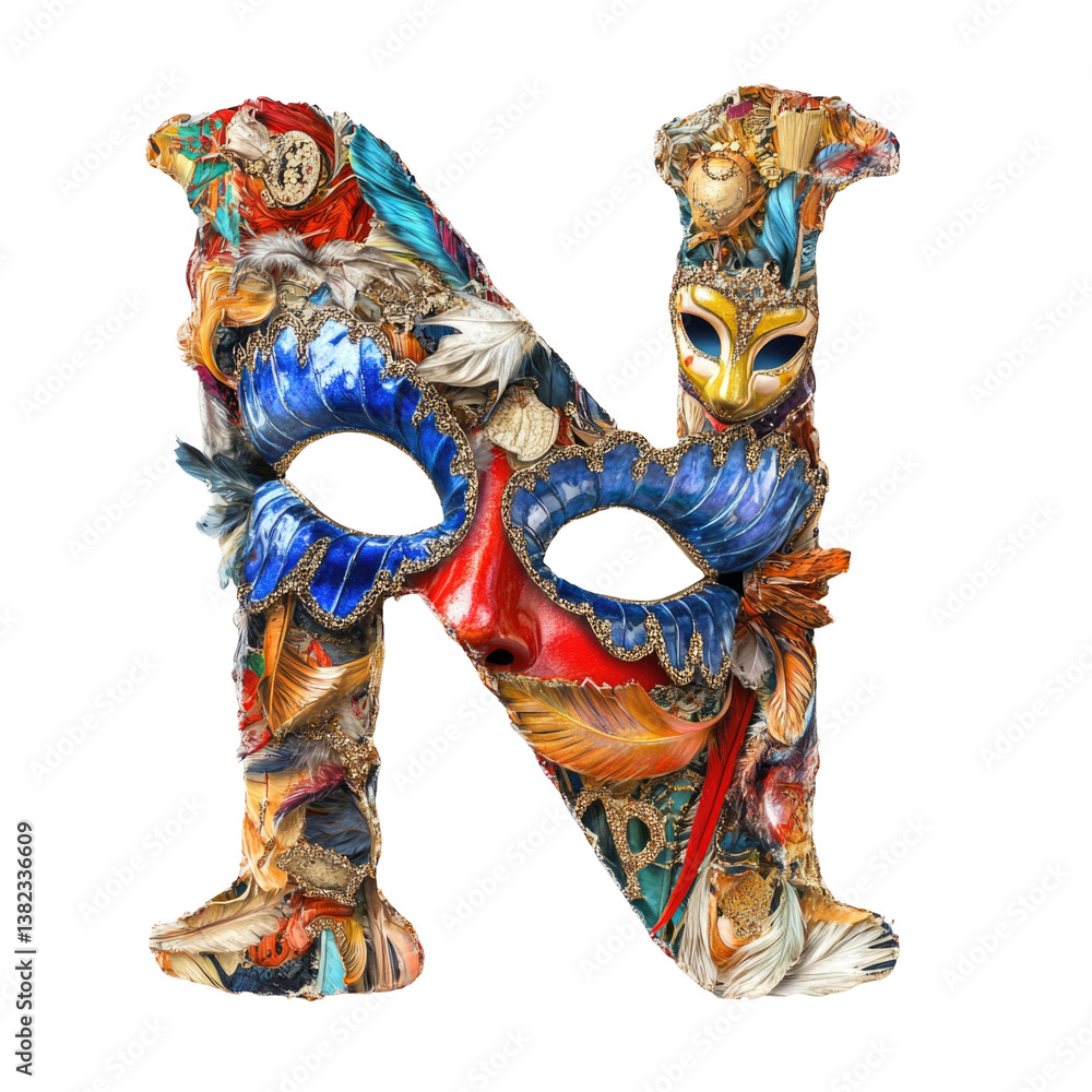 Naklejka premium Carni Letter N on transparent background