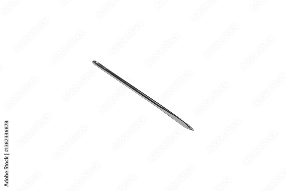 Blunt tapestry embroidery needle with large eye is isolated. Cross-stitch or needlepoint sewing tool on transparent background. Blunt tapestry embroidery needle with large eye is isolated. Cross-stitch or needlepoint sewing tool on transparent background.