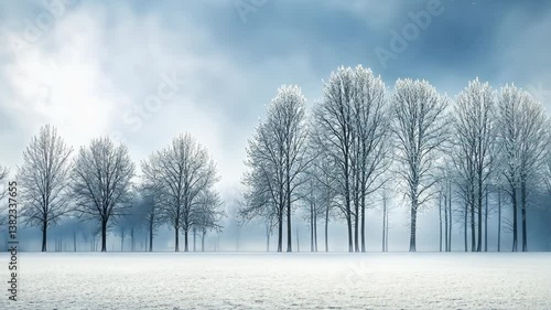 Wallpaper Mural Winter landscape with bare trees and snow-covered ground under a cloudy sky at dusk Torontodigital.ca