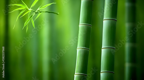 Obraz na płótnie Lush bamboo stalks in a serene green environment, emphasizing nature's beauty. w salonie